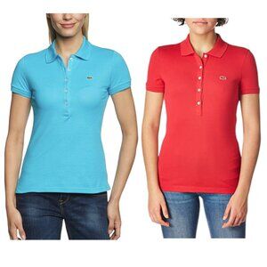 Lacoste Blue and Red Women's Slim Fit Polo Shirts Size 40 (US Size M)